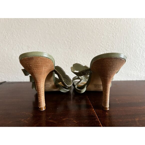 Carlos By Carlos Santana Fern Mule Heels Sandals Sz 8M Olive Womens Green Leathe - Picture 8 of 8